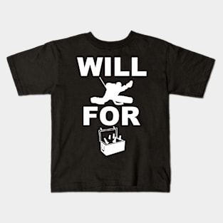 Will Goaltend For Beer (white print) T-Shirt Kids T-Shirt